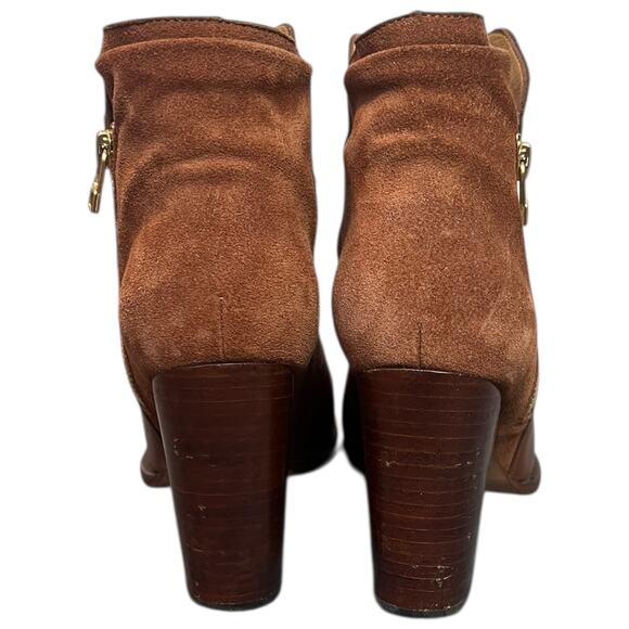 Lucchese Britta Bootie Redwood Leather Suede Ankle Boots Block Heel Women’s 9B - Picture 6 of 11